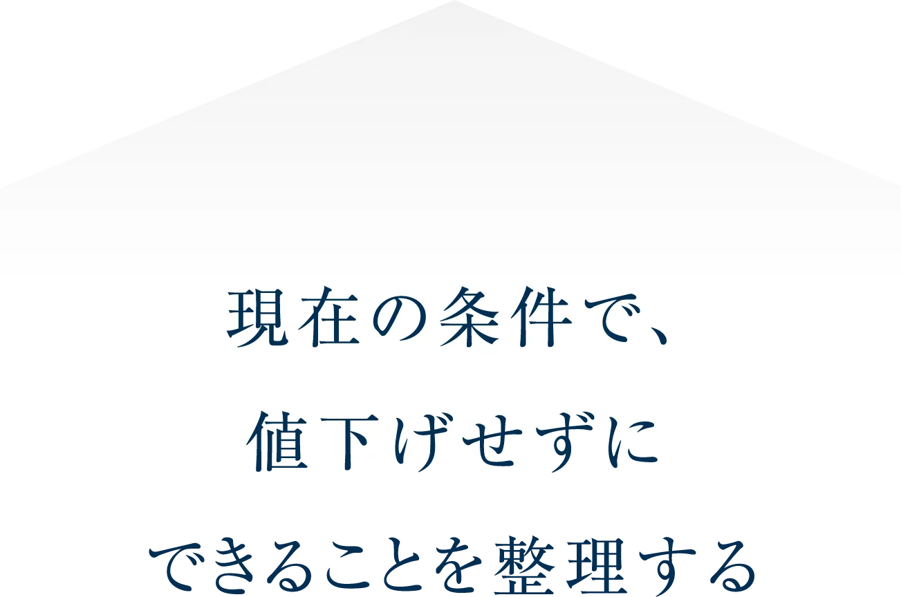 現在の条件で、値下げせずにできることを整理する。のイメージ